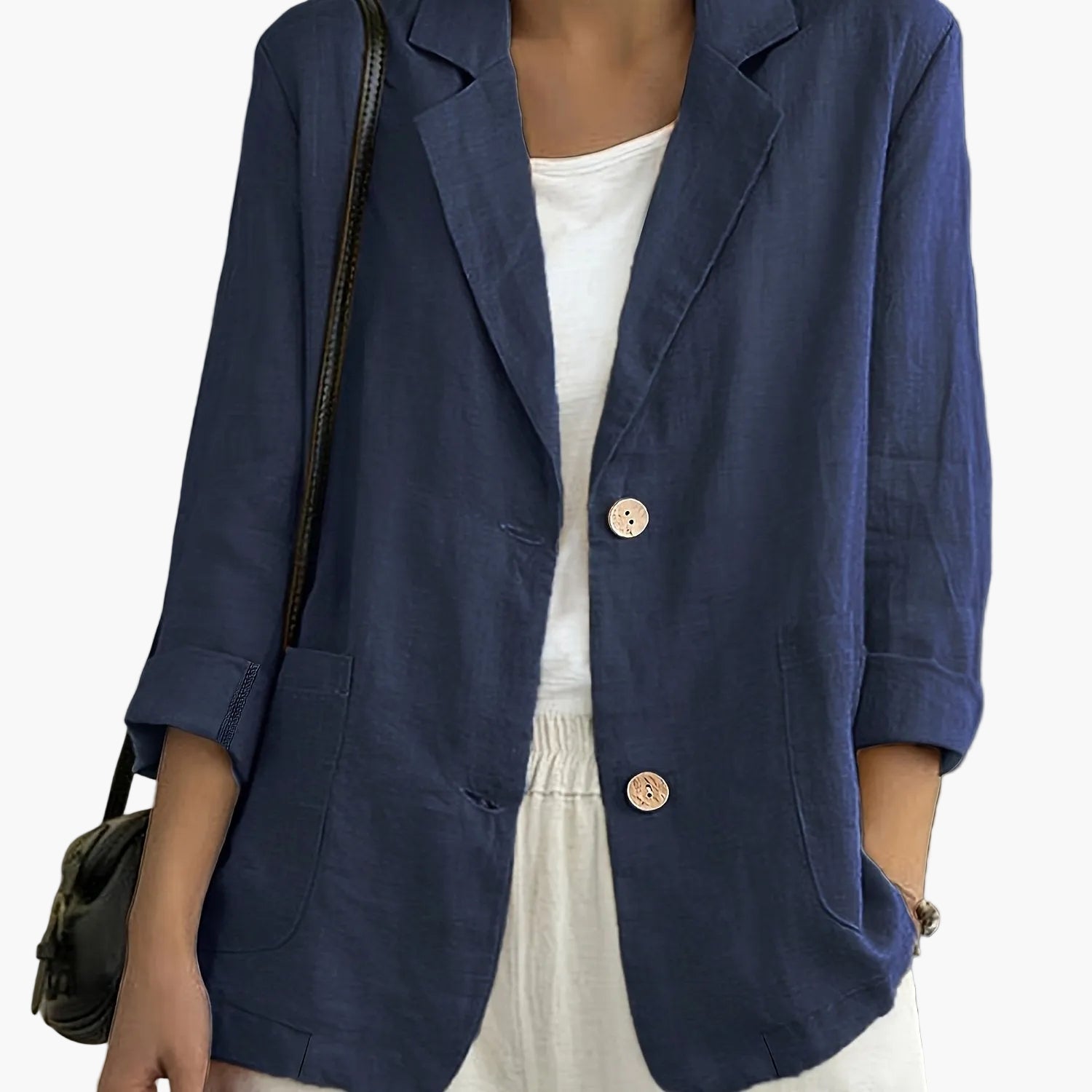 Nadia | Classic Linen Blazer With Pockets For Smart Casual Wear - Image 12