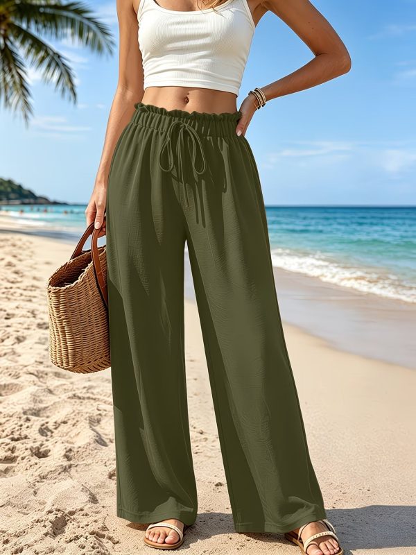 Women's High-Waisted Wide-Leg Trousers ?C Relaxed Fit