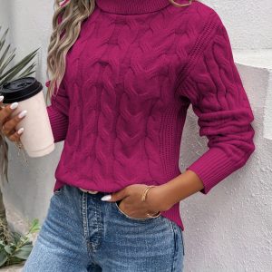 Comfortable Women's Turtleneck Sweater - Image 7