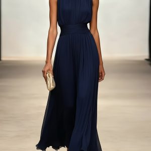 Arabella | Pleated Maxi Wedding Guest Dress With Ruched Waist - Image 3