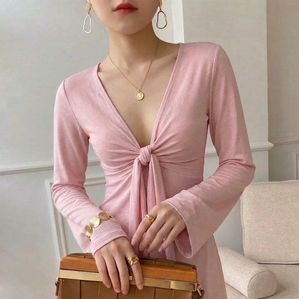 Mae Linen Tie Front Top