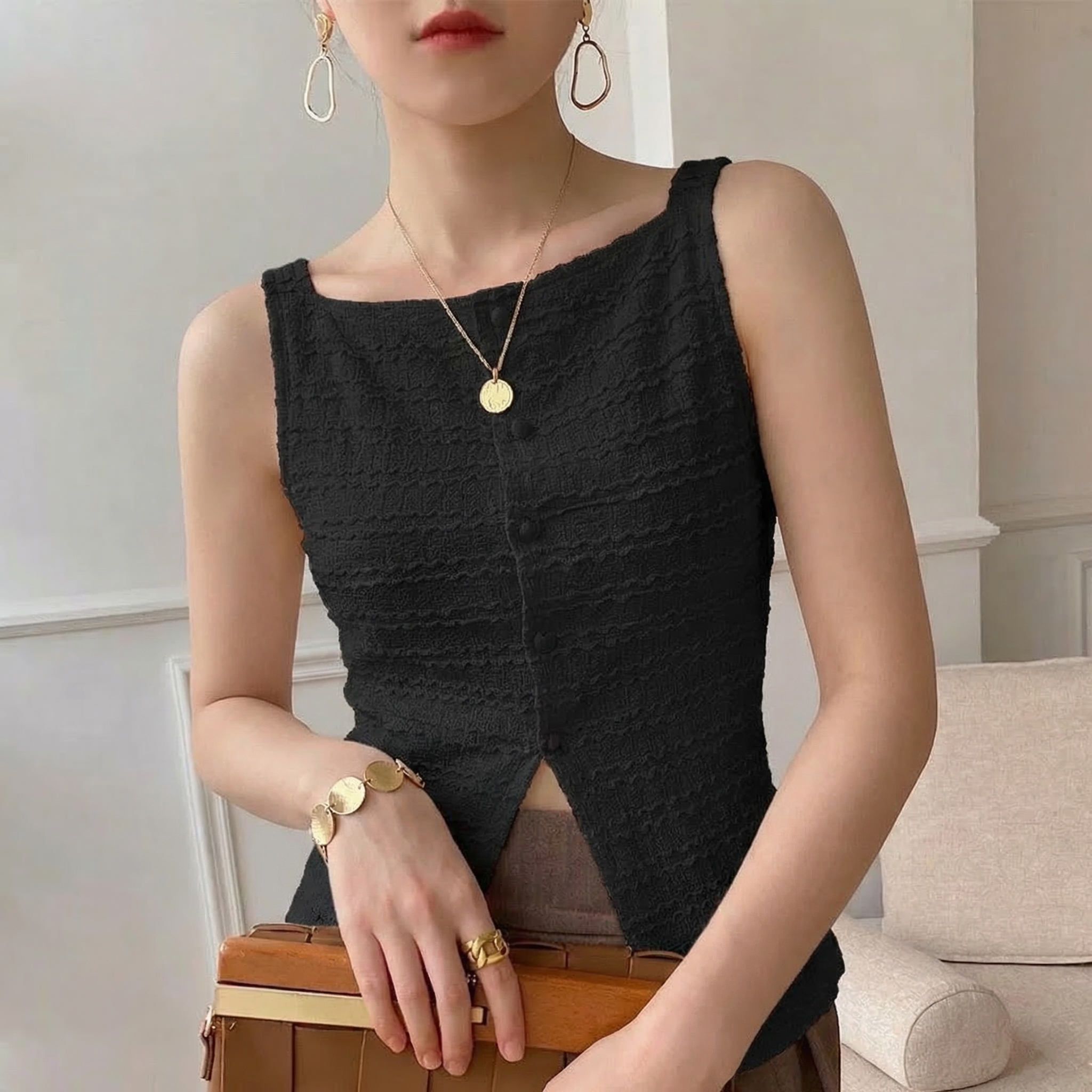 Donna Linen Square Neck Top - Image 2