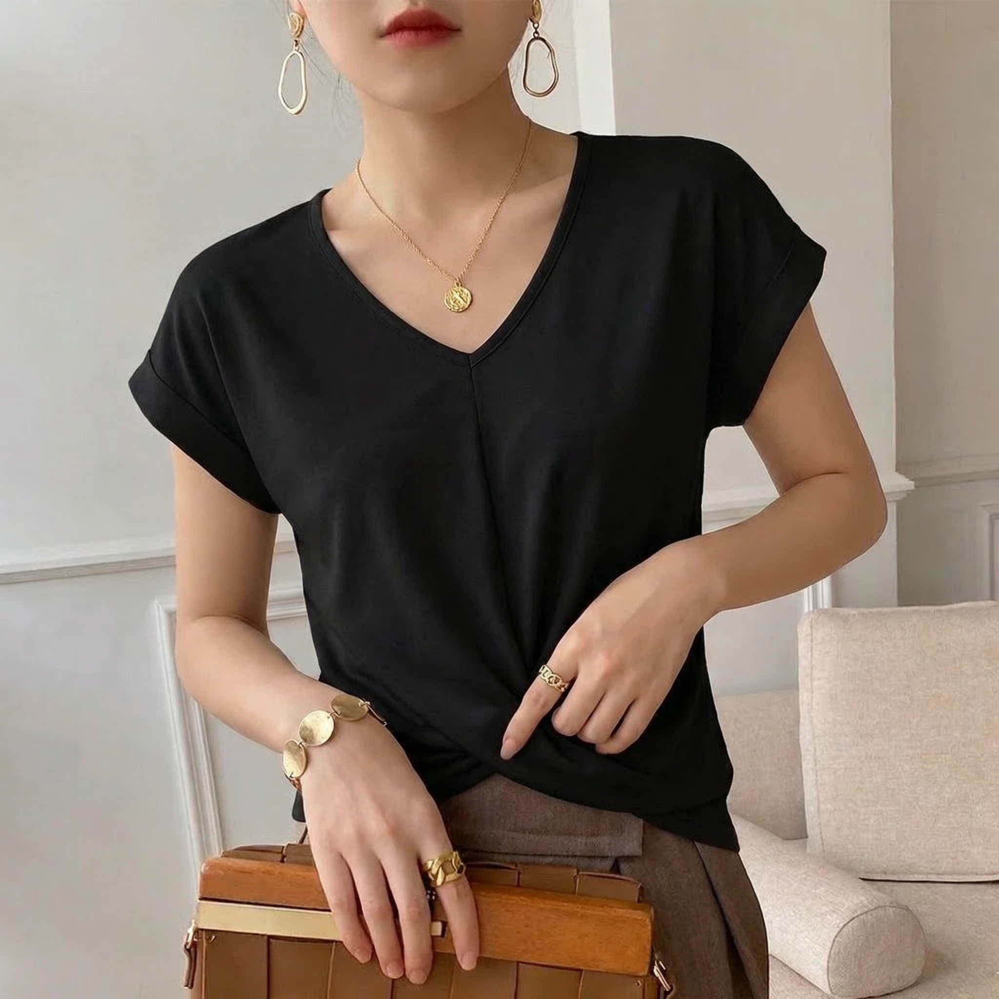 Clara Heart Neckline Tee - Image 2