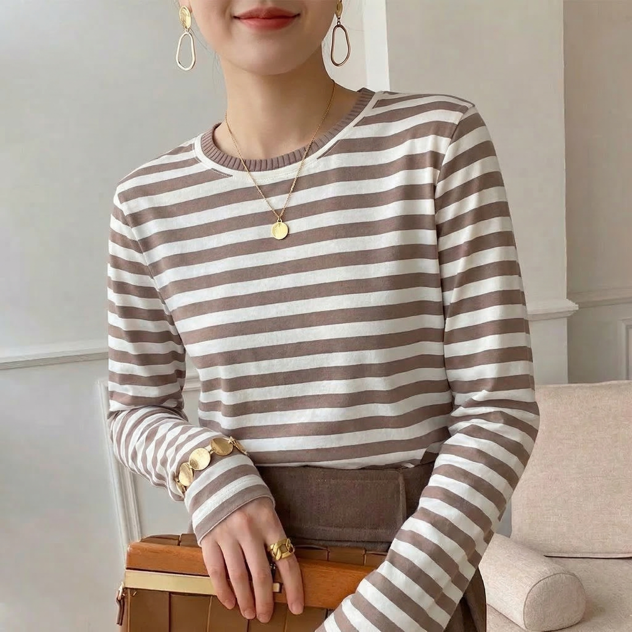 Gail Striped Cotton Tee - Image 2