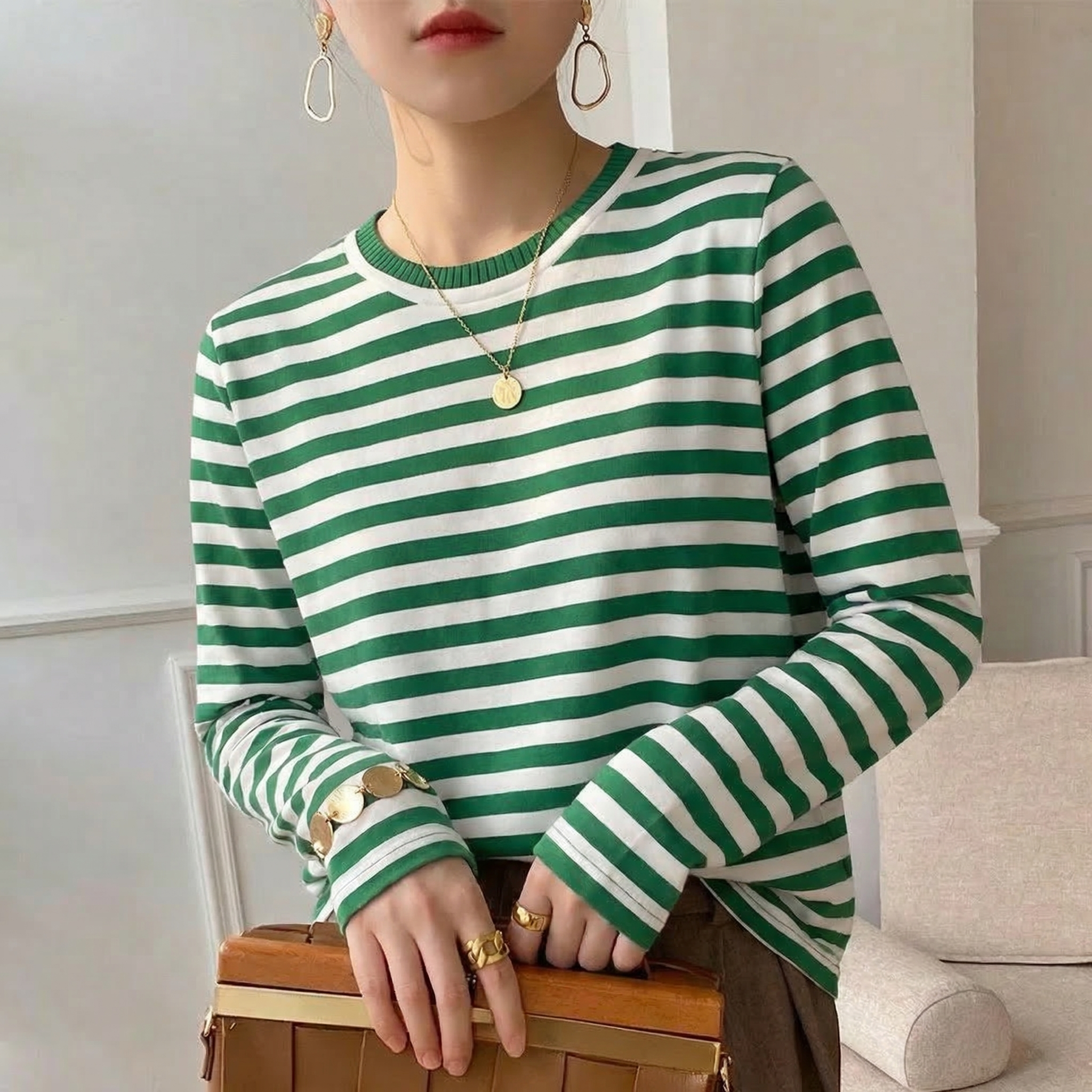 Gail Striped Cotton Tee - Image 3