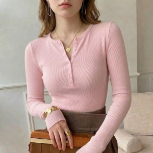 Aurelia Rib Cotton Henley - Image 3