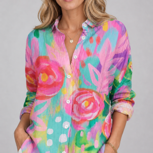 Women's Colourful Print Blouse ?C Relaxed Fit