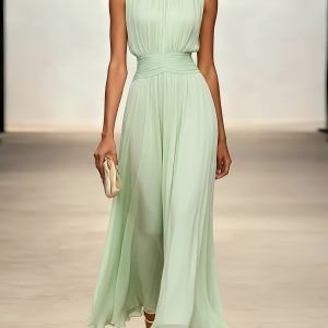 Arabella | Pleated Maxi Wedding Guest Dress With Ruched Waist - Image 5