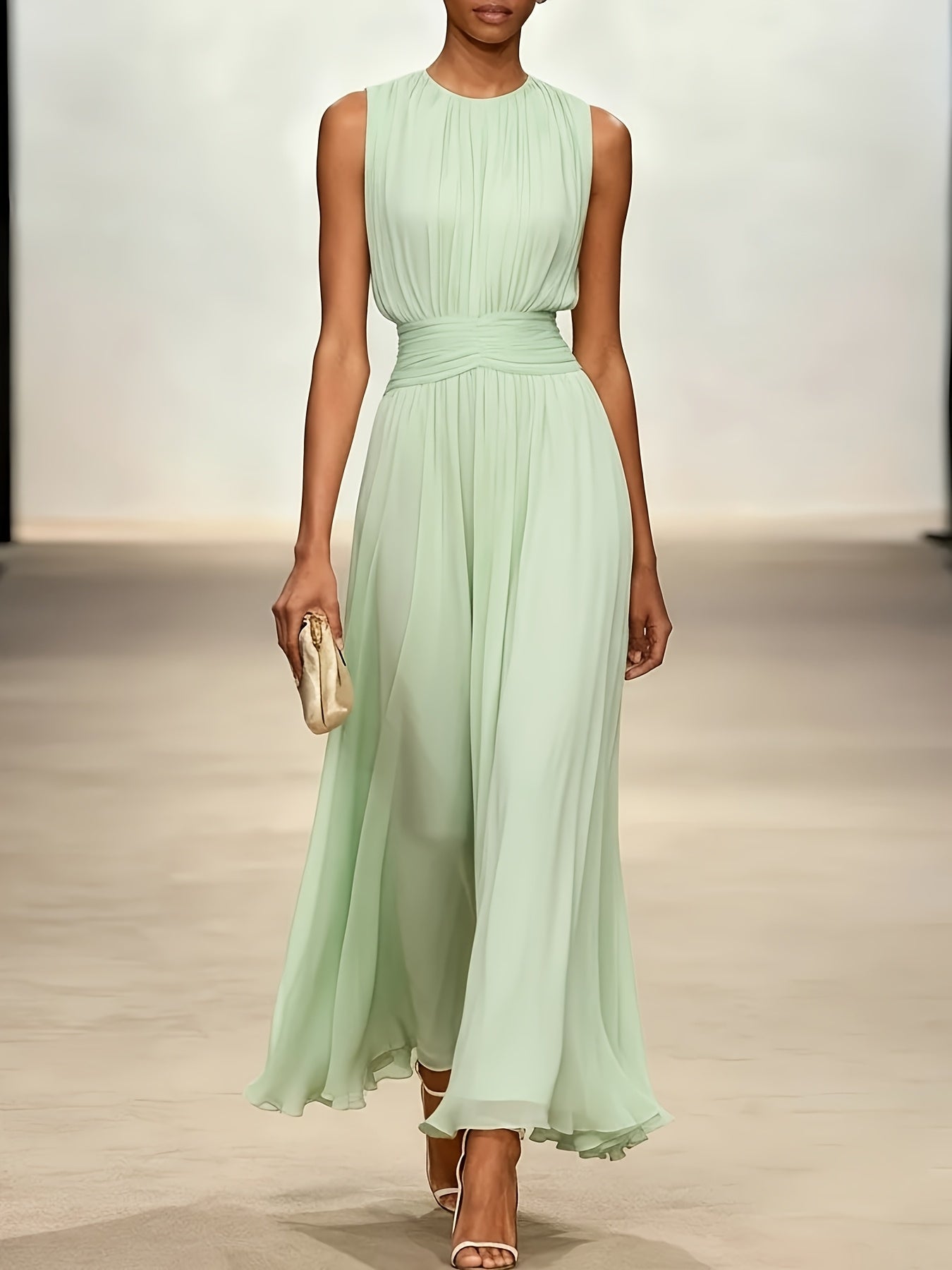 Arabella | Pleated Maxi Wedding Guest Dress With Ruched Waist - Image 5