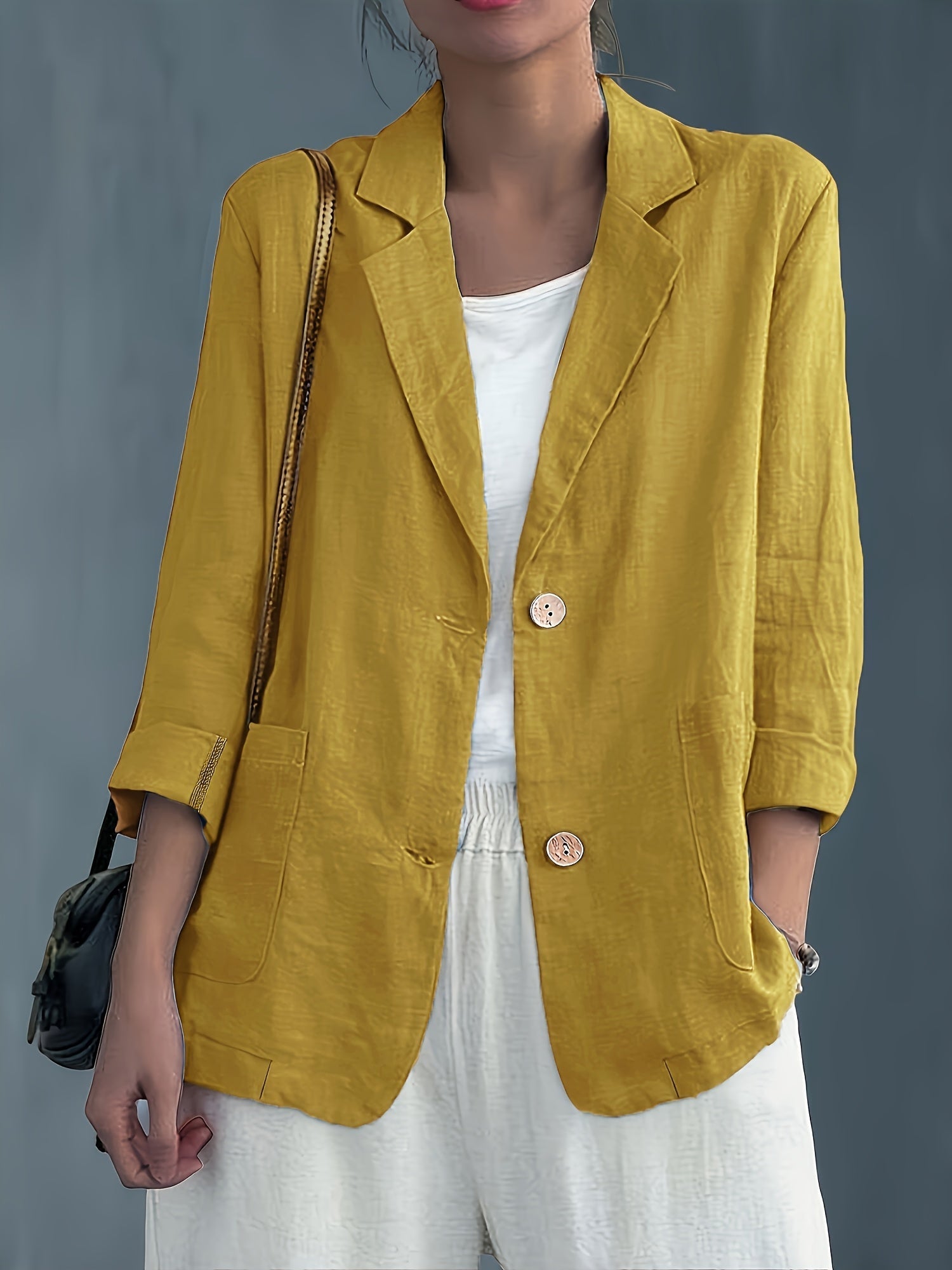 Nadia | Classic Linen Blazer With Pockets For Smart Casual Wear - Image 8