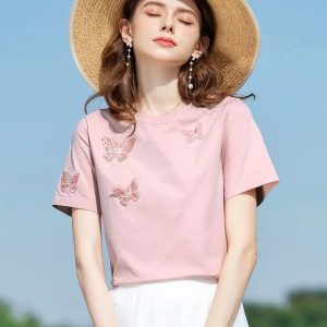 Summer T-Shirt with Butterfly Embroidery - Image 2