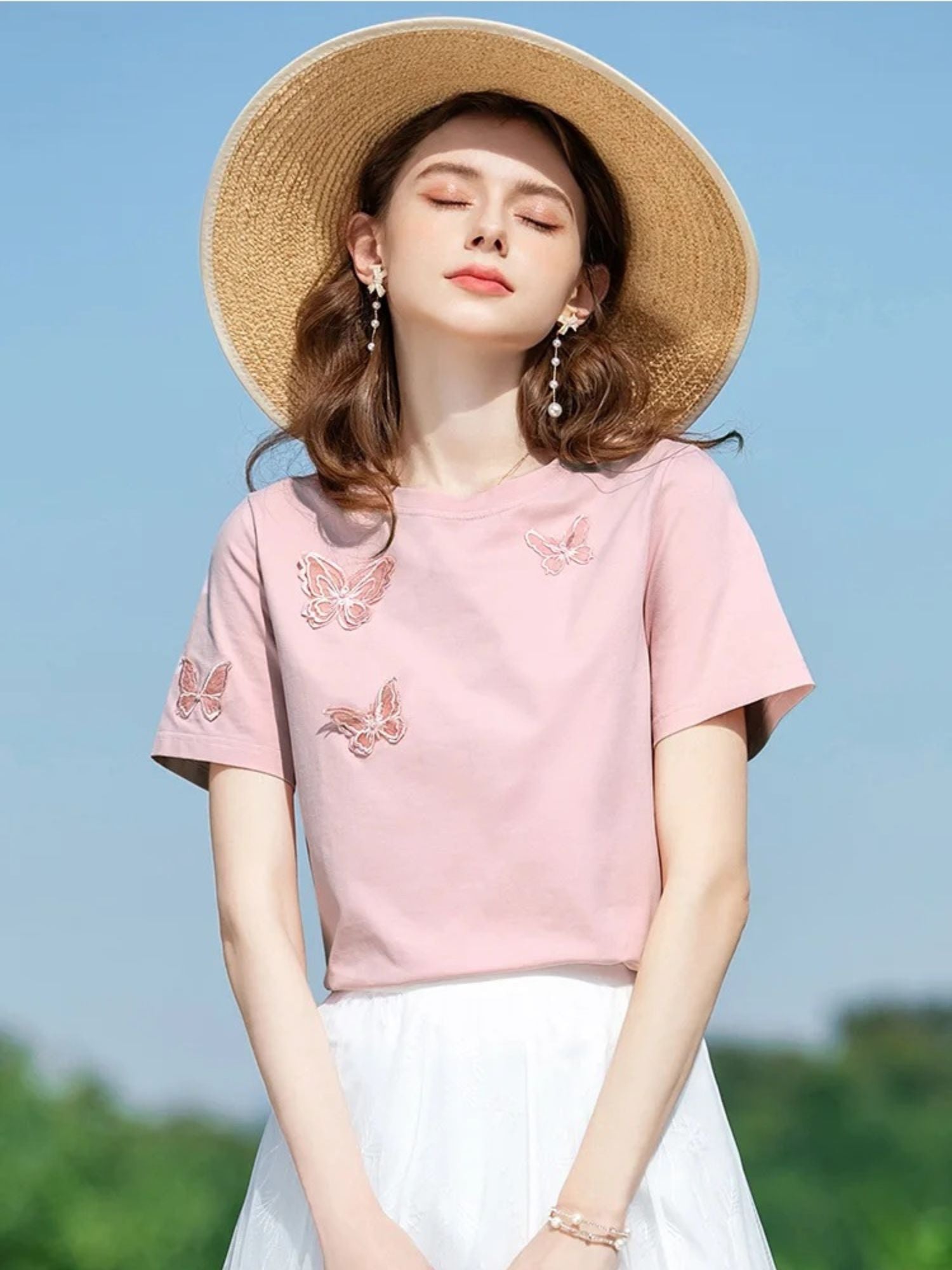 Summer T-Shirt with Butterfly Embroidery - Image 2