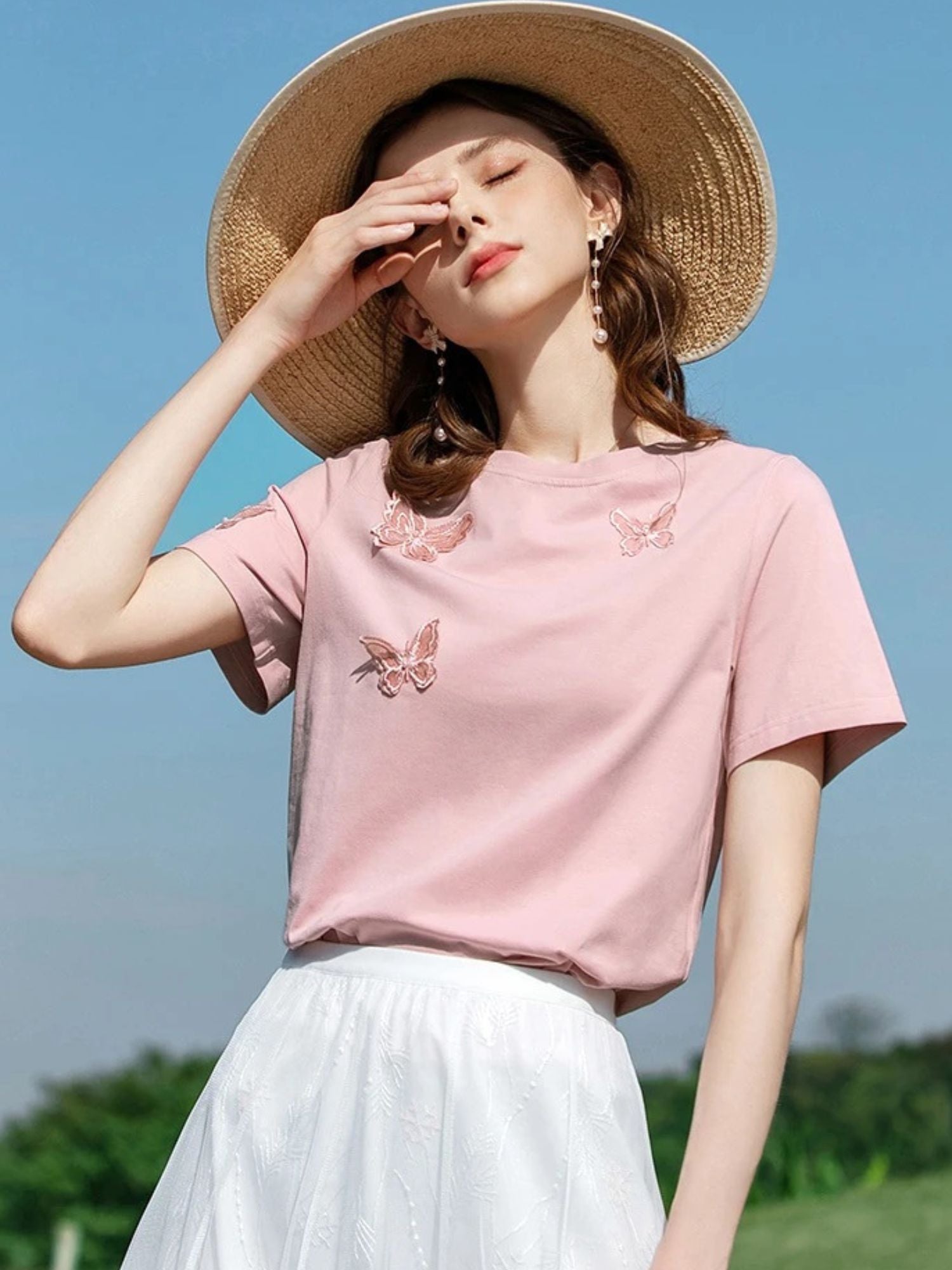 Summer T-Shirt with Butterfly Embroidery - Image 3