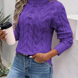 Comfortable Women's Turtleneck Sweater - Image 9