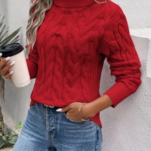 Comfortable Women's Turtleneck Sweater - Image 11