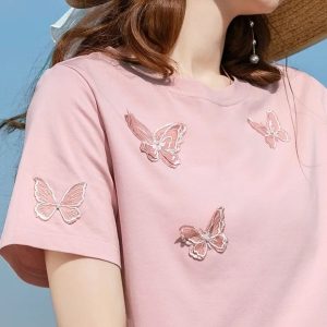 Summer T-Shirt with Butterfly Embroidery - Image 4