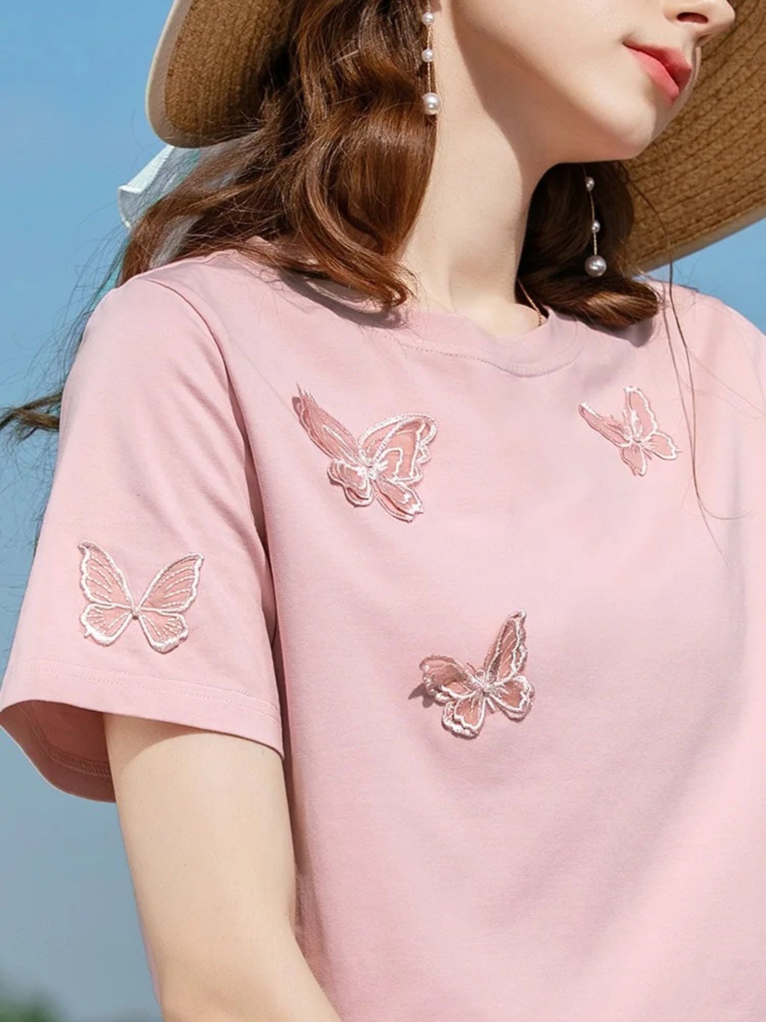Summer T-Shirt with Butterfly Embroidery - Image 4