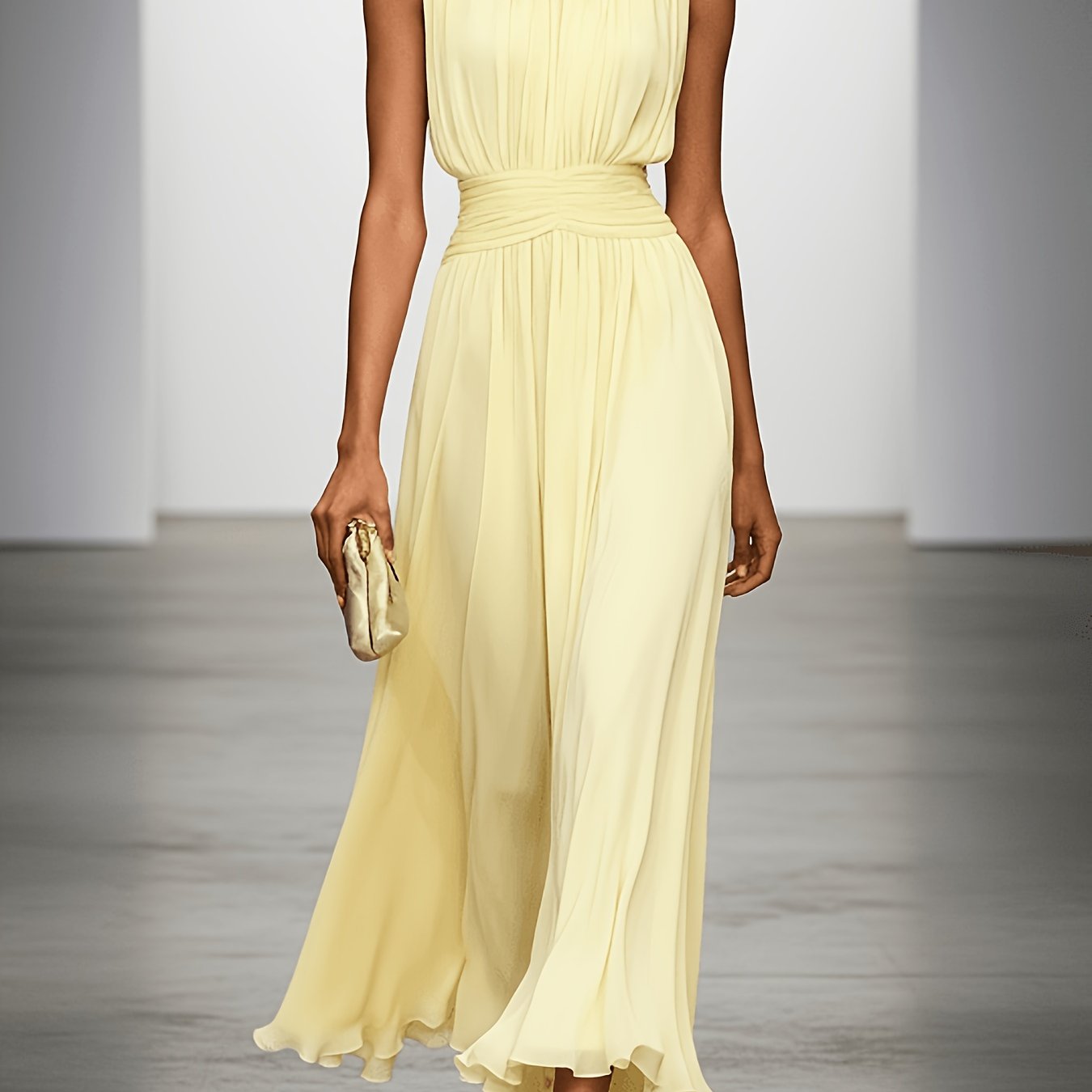 Arabella | Pleated Maxi Wedding Guest Dress With Ruched Waist - Image 9