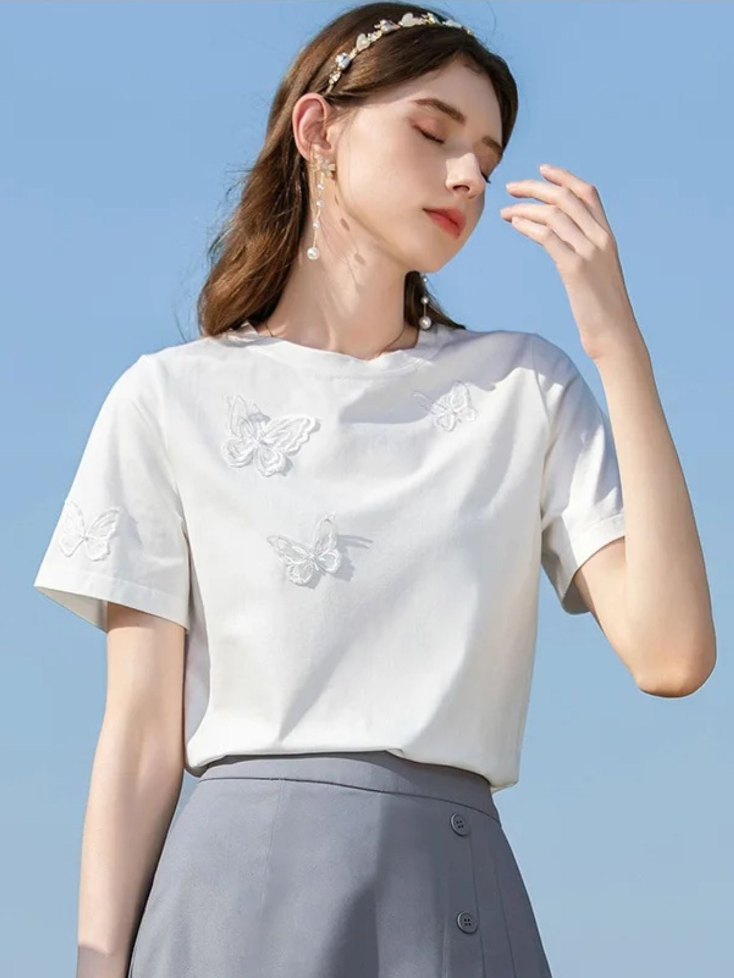 Summer T-Shirt with Butterfly Embroidery - Image 5