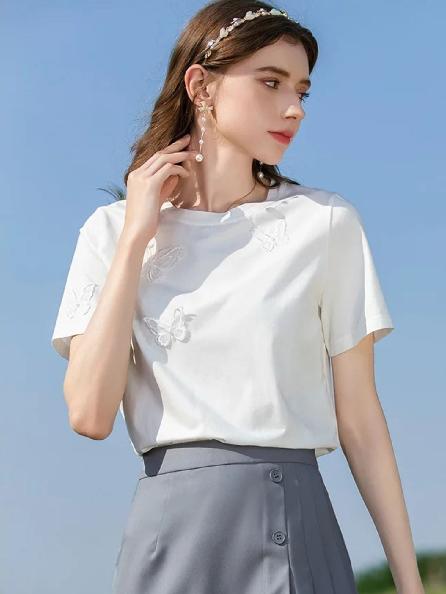 Summer T-Shirt with Butterfly Embroidery - Image 6
