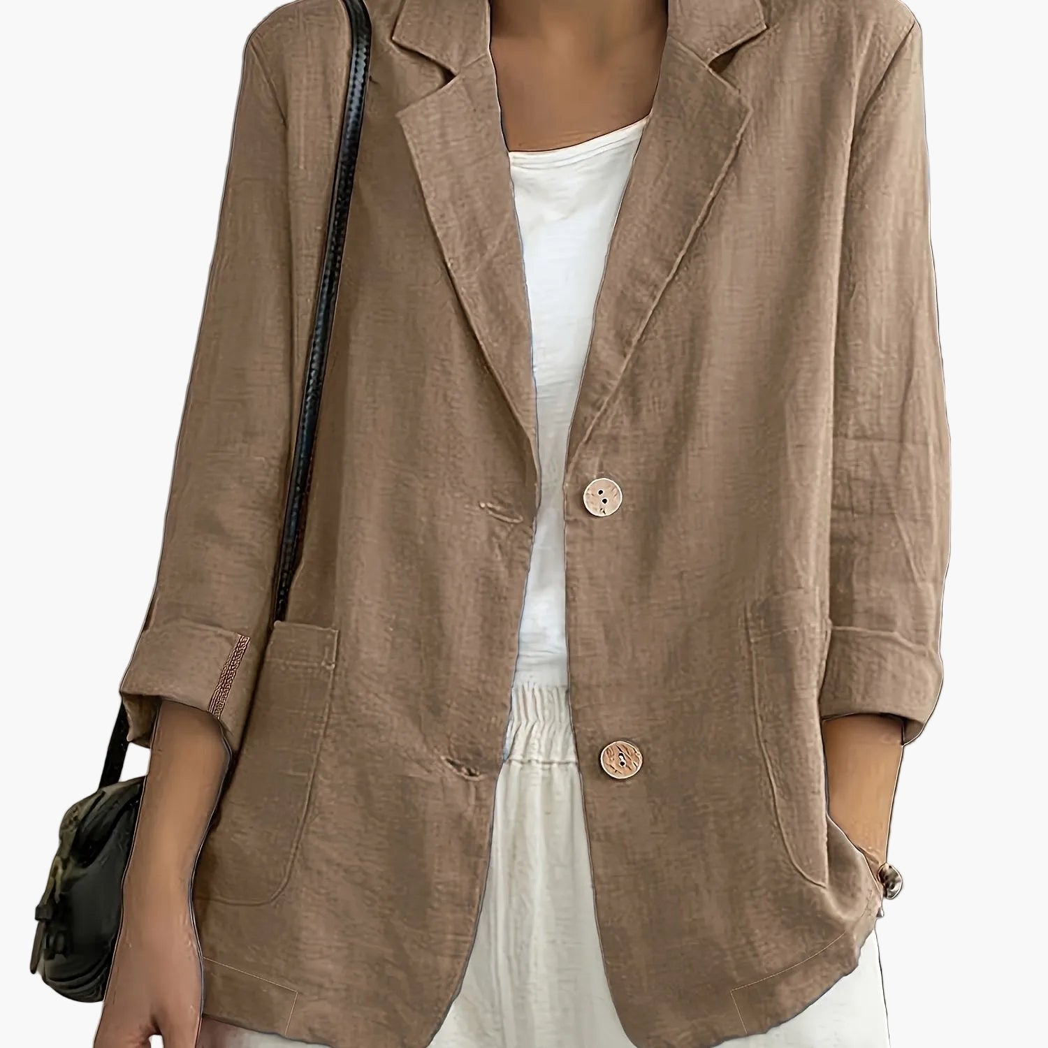 Nadia | Classic Linen Blazer With Pockets For Smart Casual Wear - Image 13