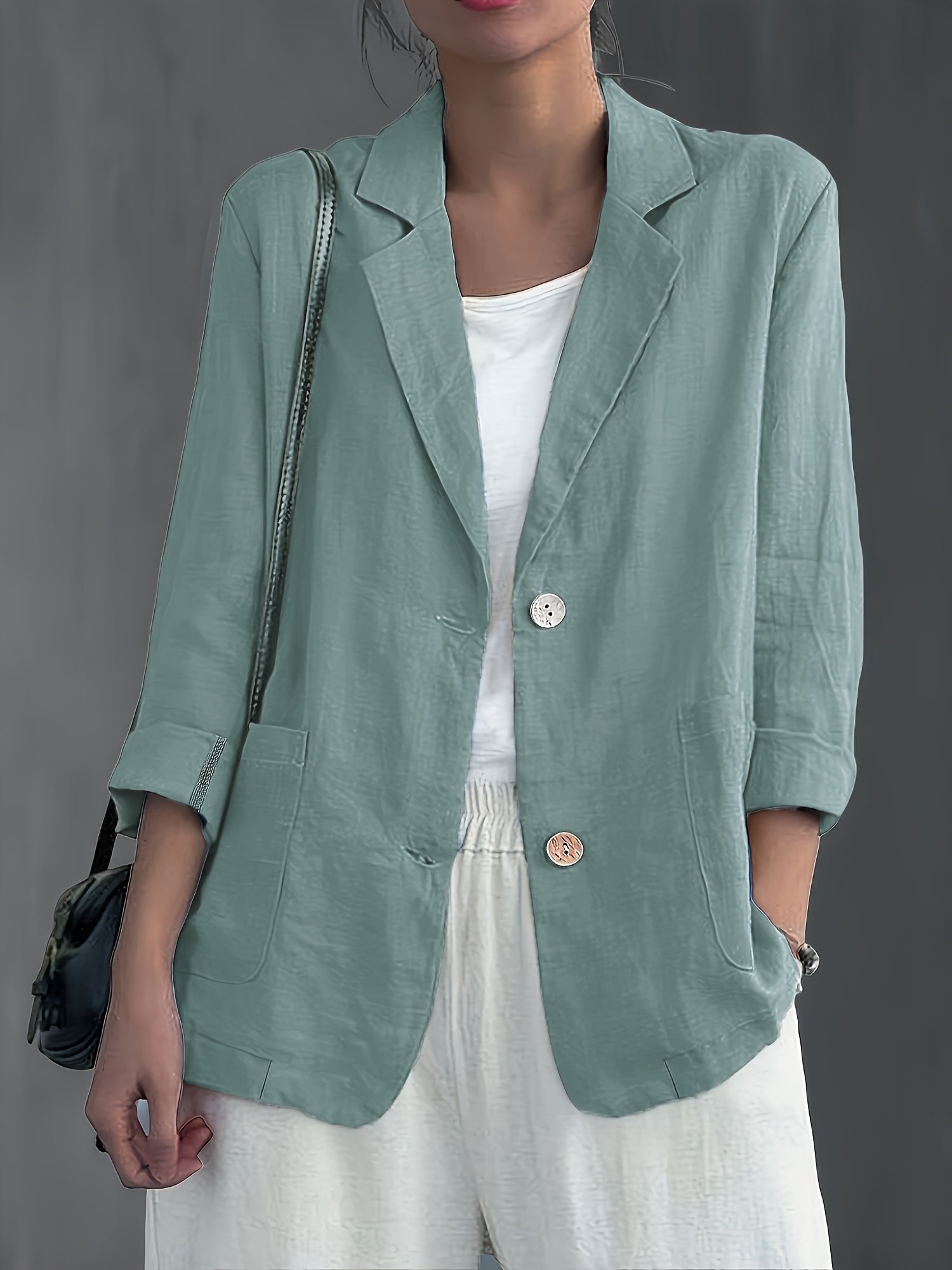 Nadia | Classic Linen Blazer With Pockets For Smart Casual Wear - Image 5