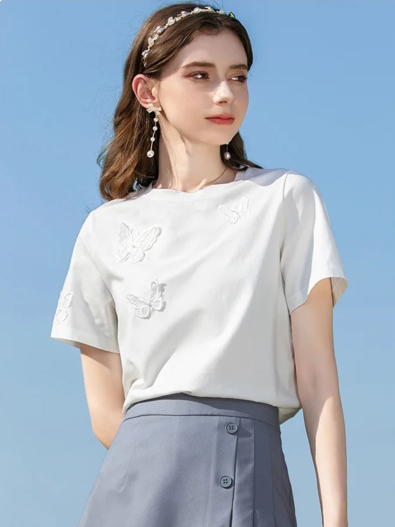 Summer T-Shirt with Butterfly Embroidery - Image 8