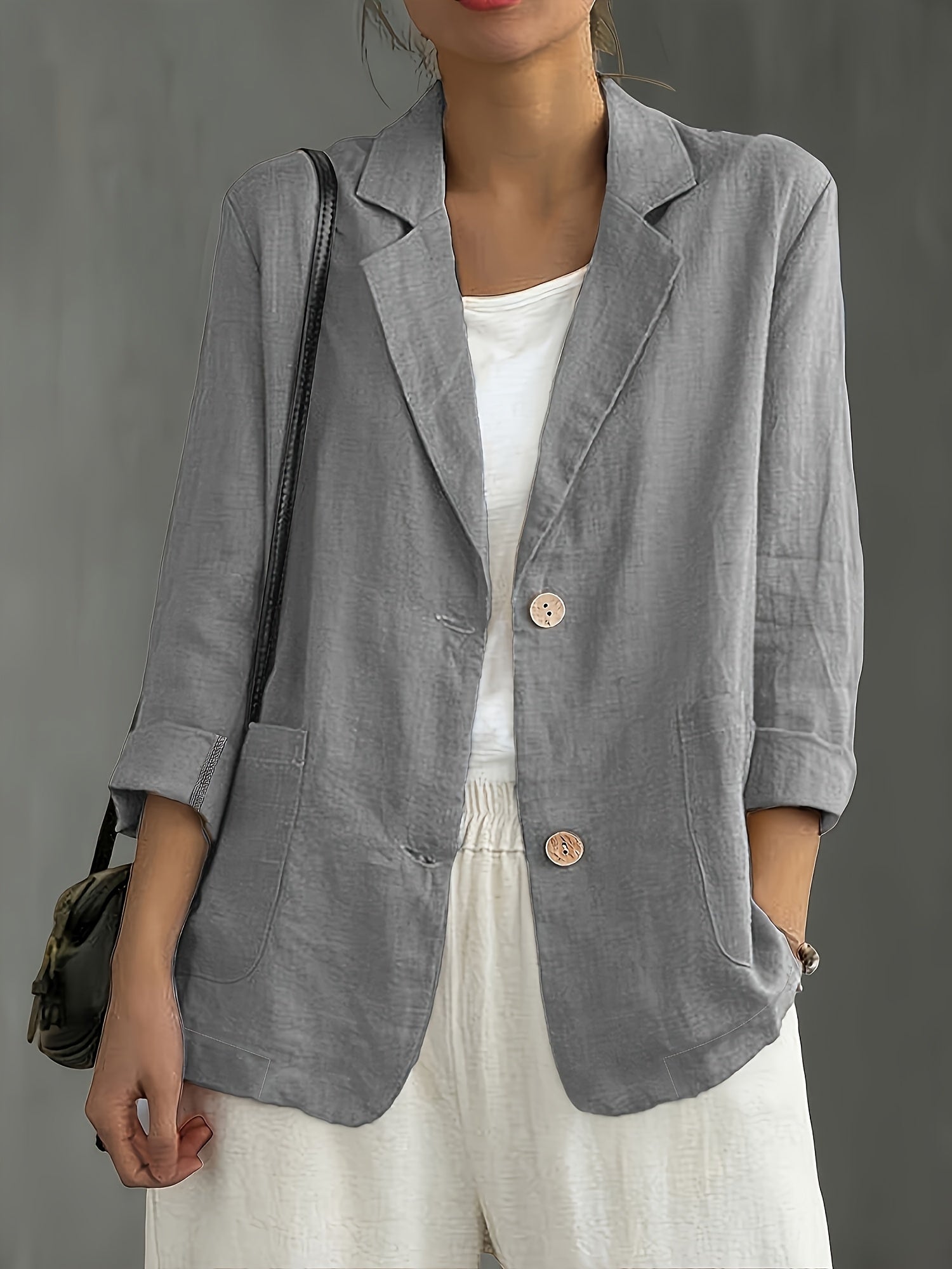 Nadia | Classic Linen Blazer With Pockets For Smart Casual Wear - Image 11