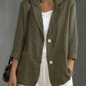Nadia | Classic Linen Blazer With Pockets For Smart Casual Wear - Image 4