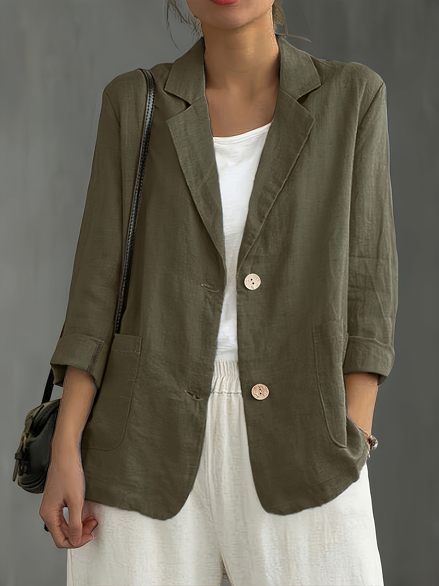 Nadia | Classic Linen Blazer With Pockets For Smart Casual Wear - Image 4