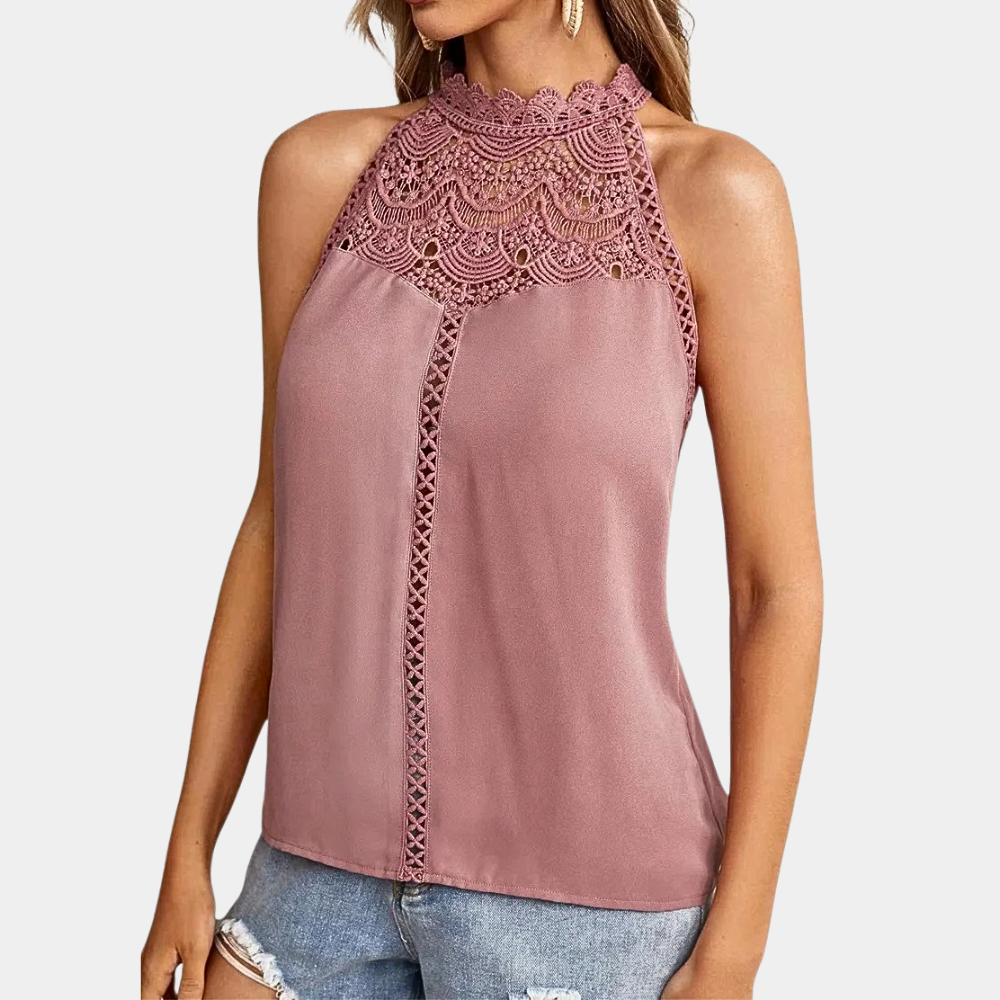 Elowyn | Lace Mock-Neck Sleeveless Top - Image 1