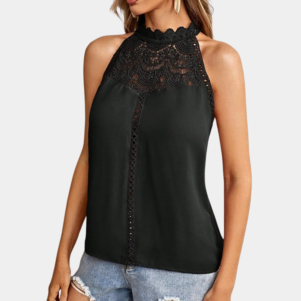Elowyn | Lace Mock-Neck Sleeveless Top - Image 2