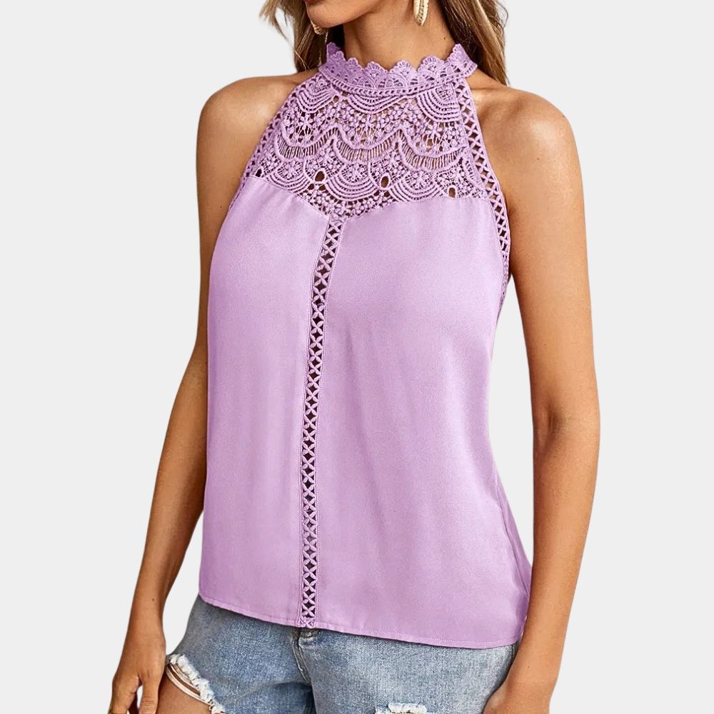 Elowyn | Lace Mock-Neck Sleeveless Top - Image 3