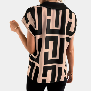 Velora | Geometric V-Neck Blouse - Image 2