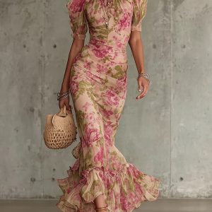 Patricia | Elegant Floral Maxi Dress with Sleeves for Women