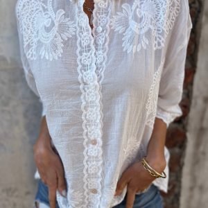 Marivelle | Elegant Lace Button Blouse