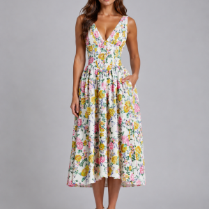 Women's Floral Midi Sundress ?C Summer Occasion Style