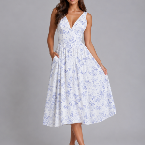 Women's Floral Midi Sundress ?C Summer Occasion Style - Image 4