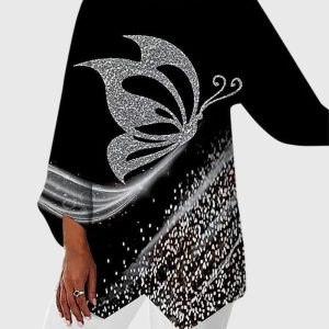 Maya | Elegant Butterfly Print Asymmetric Blouse