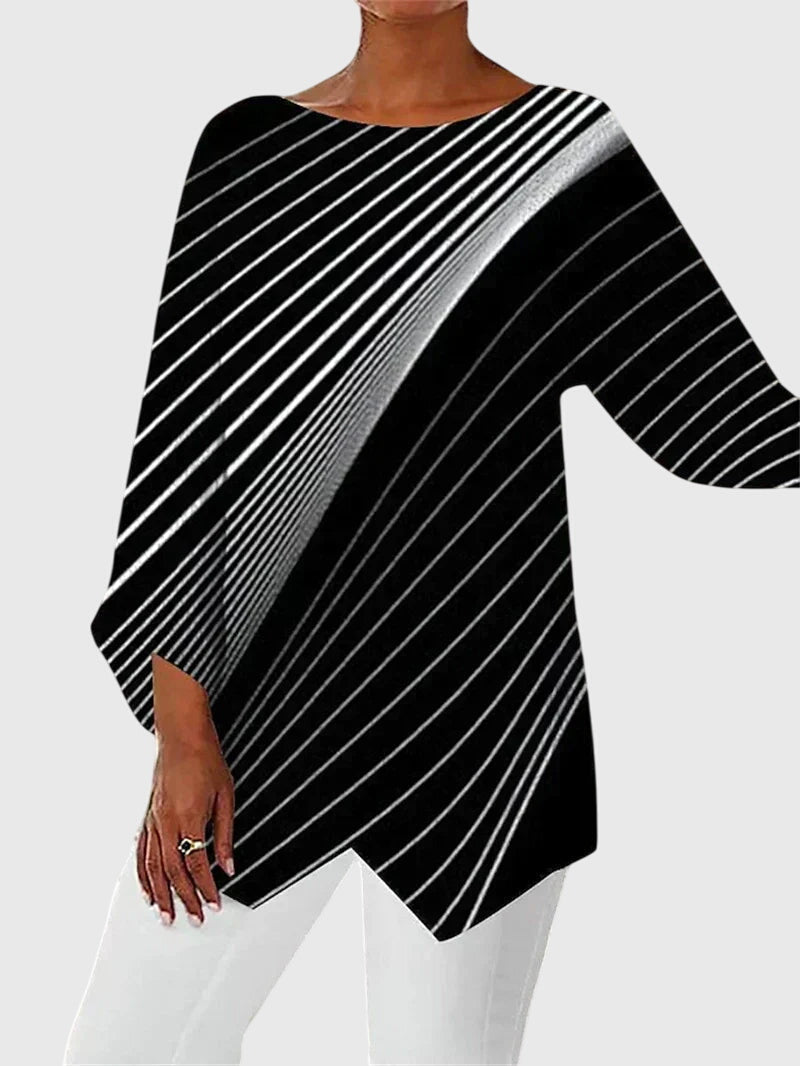 Maya | Elegant Butterfly Print Asymmetric Blouse - Image 2
