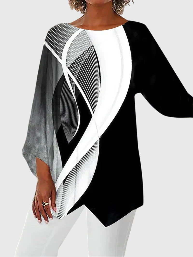 Maya | Elegant Butterfly Print Asymmetric Blouse - Image 4