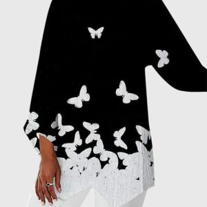 Maya | Elegant Butterfly Print Asymmetric Blouse - Image 5