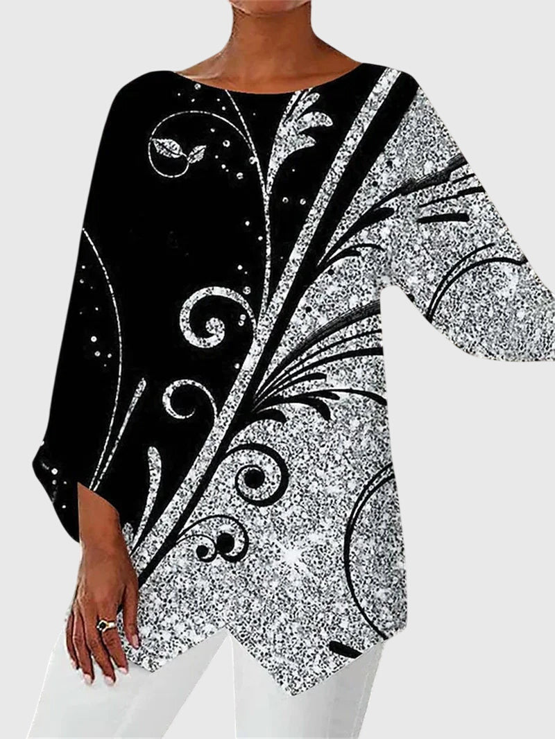 Maya | Elegant Butterfly Print Asymmetric Blouse - Image 6