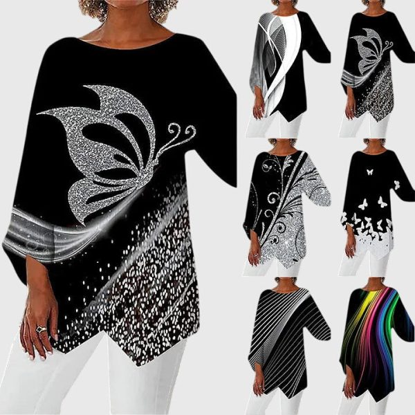 Maya | Elegant Butterfly Print Asymmetric Blouse