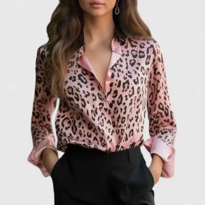 Seraphina | Sophisticated Animal Print Collared Blouse