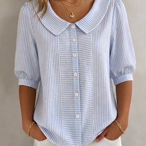 Camila | Elegant And Timeless Striped Blouse - Image 2