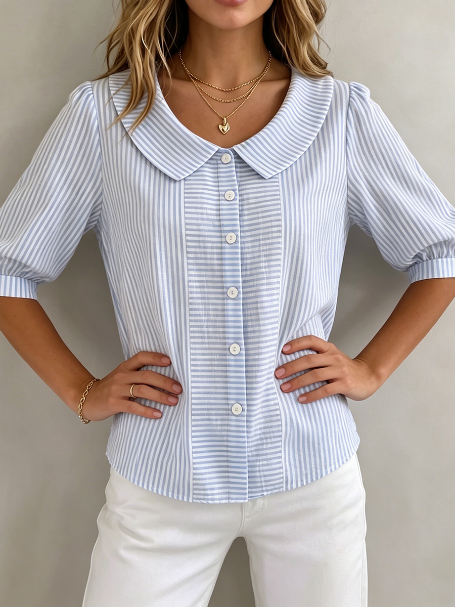 Camila | Elegant And Timeless Striped Blouse - Image 4