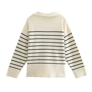 Lucia Striped Half-Zip Knit Sweater - Image 3