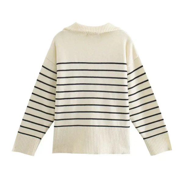Lucia Striped Half-Zip Knit Sweater