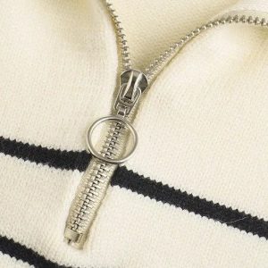 Lucia Striped Half-Zip Knit Sweater - Image 2